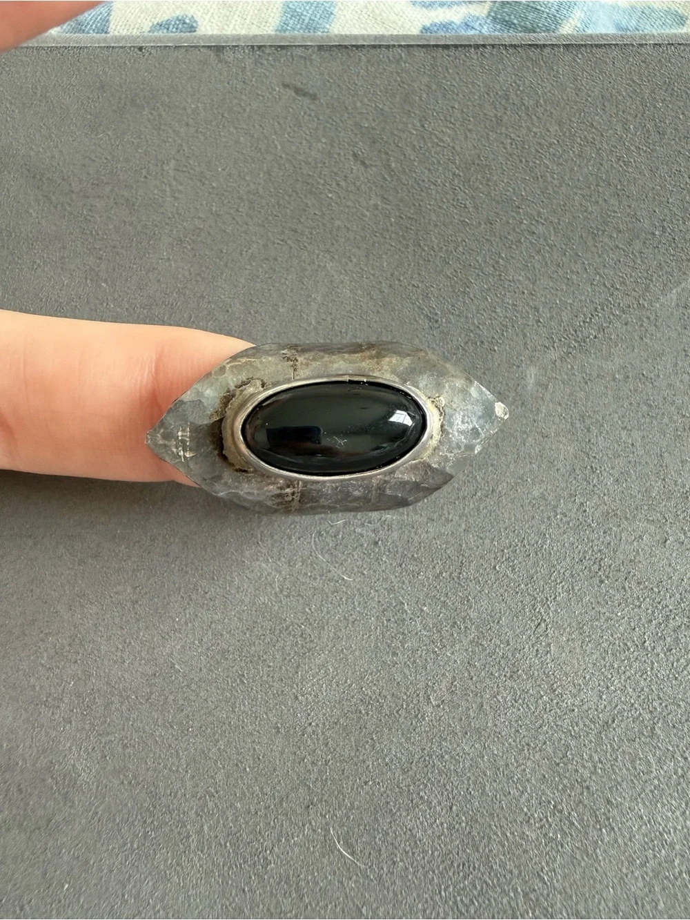 Vintage Black Onyx Marquise Statement Ring